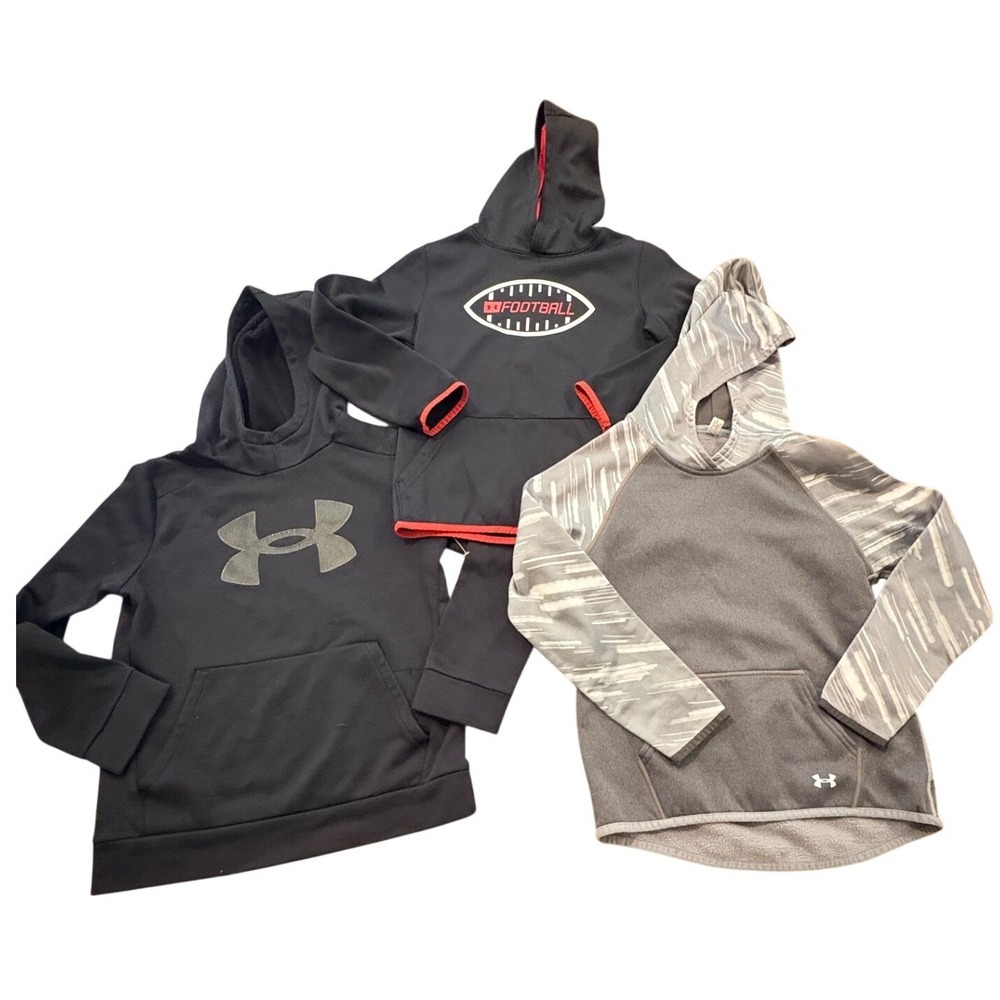 Boys Under Armour Hoodie Lot Size Medium YMD 3 Pc Football ColdGear Pullover